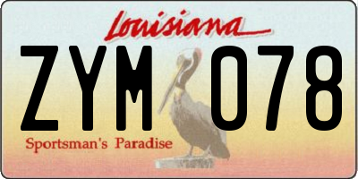 LA license plate ZYM078