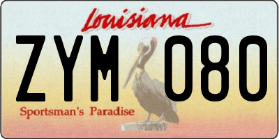 LA license plate ZYM080