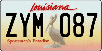 LA license plate ZYM087