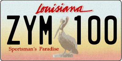 LA license plate ZYM100