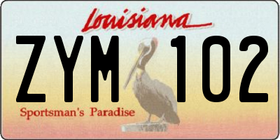 LA license plate ZYM102