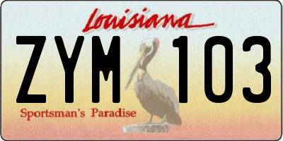 LA license plate ZYM103