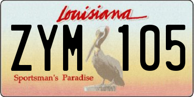 LA license plate ZYM105