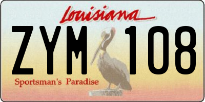 LA license plate ZYM108