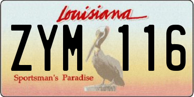 LA license plate ZYM116