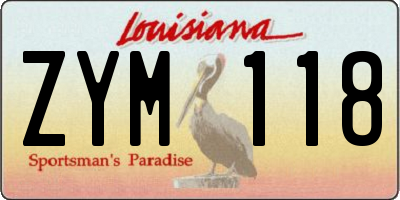 LA license plate ZYM118