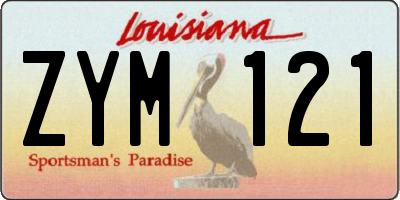 LA license plate ZYM121