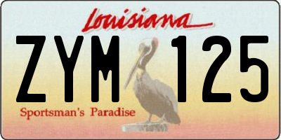 LA license plate ZYM125