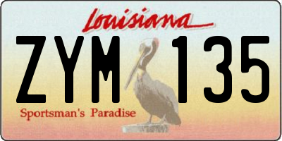 LA license plate ZYM135