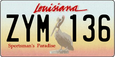 LA license plate ZYM136