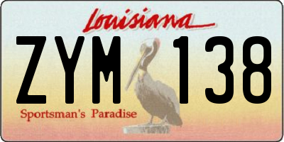 LA license plate ZYM138