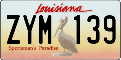 LA license plate ZYM139