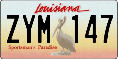 LA license plate ZYM147