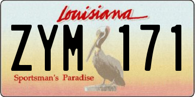 LA license plate ZYM171