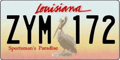 LA license plate ZYM172