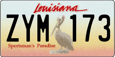 LA license plate ZYM173