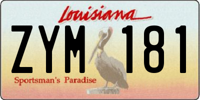 LA license plate ZYM181