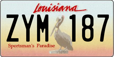 LA license plate ZYM187