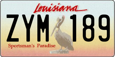 LA license plate ZYM189