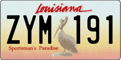 LA license plate ZYM191
