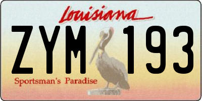 LA license plate ZYM193