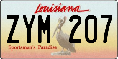 LA license plate ZYM207