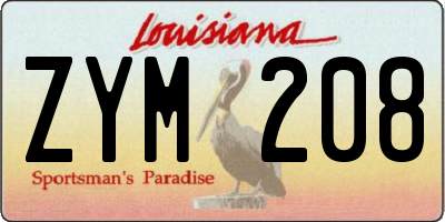 LA license plate ZYM208