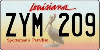 LA license plate ZYM209