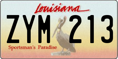 LA license plate ZYM213