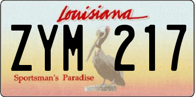 LA license plate ZYM217