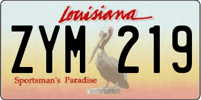 LA license plate ZYM219