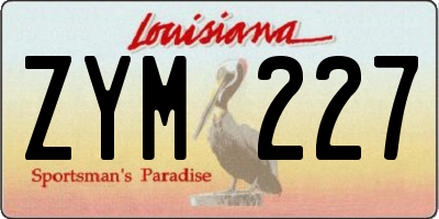 LA license plate ZYM227