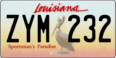 LA license plate ZYM232