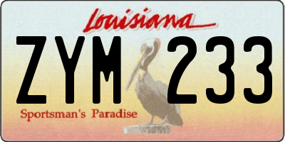 LA license plate ZYM233