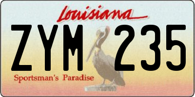 LA license plate ZYM235