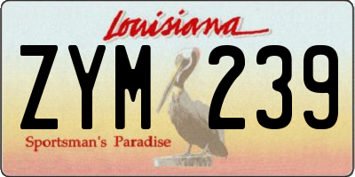 LA license plate ZYM239