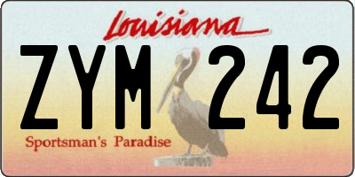 LA license plate ZYM242