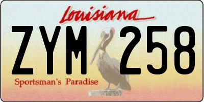 LA license plate ZYM258