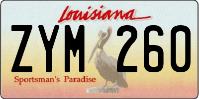 LA license plate ZYM260