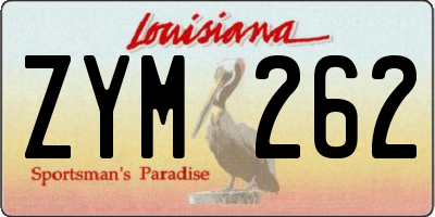 LA license plate ZYM262