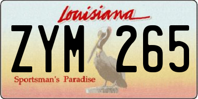 LA license plate ZYM265