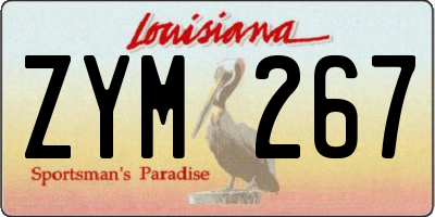LA license plate ZYM267