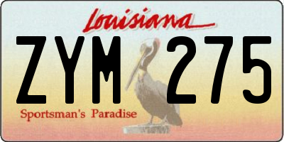 LA license plate ZYM275