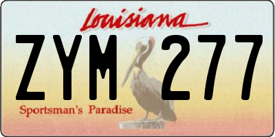 LA license plate ZYM277