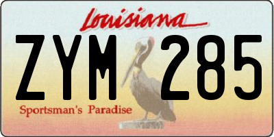 LA license plate ZYM285