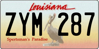 LA license plate ZYM287