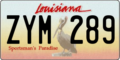 LA license plate ZYM289