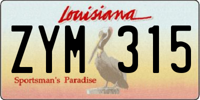 LA license plate ZYM315