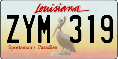 LA license plate ZYM319