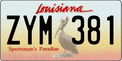 LA license plate ZYM381